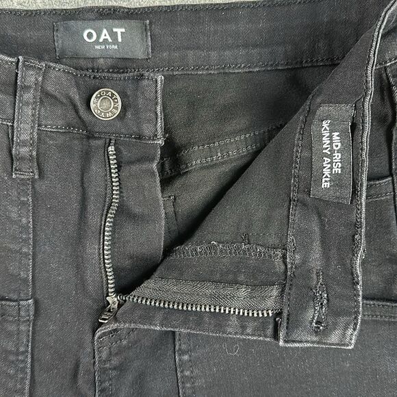 NWT Oat New York Mid-Rise Skinny Ankle Stretch Carpenter Jeans in Black Size 26 - Picture 6 of 16